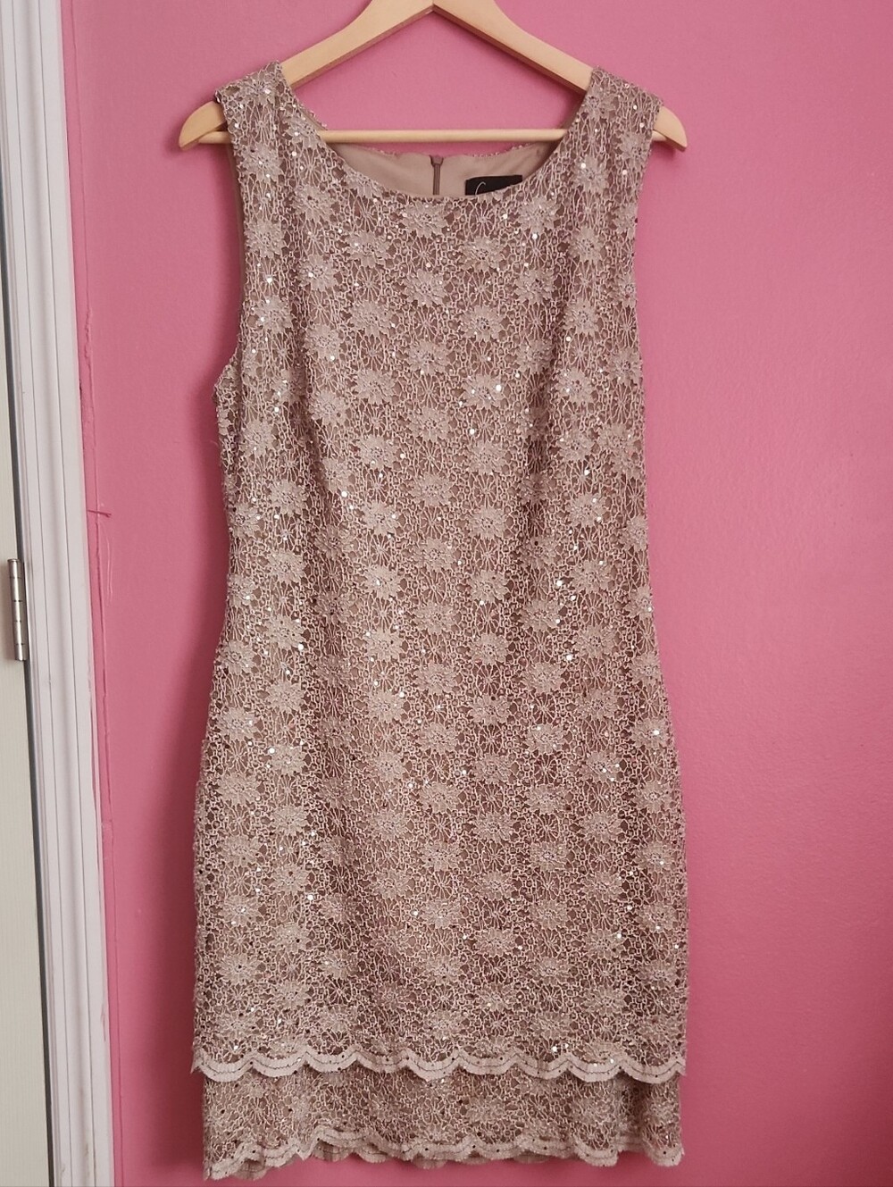 Connected Apparel  Regular Stretch Sequin Lace Dress Size 16
